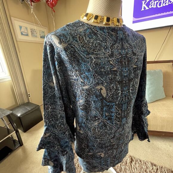 Ruff Hewn Women's Tiered Bell Long Sleeve Paisley Top Gothic Grunge Size 3X Work - Picture 5 of 16